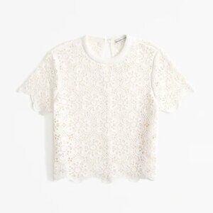 Abercrombie Women's Crochet-Style Floral Lace Tee
